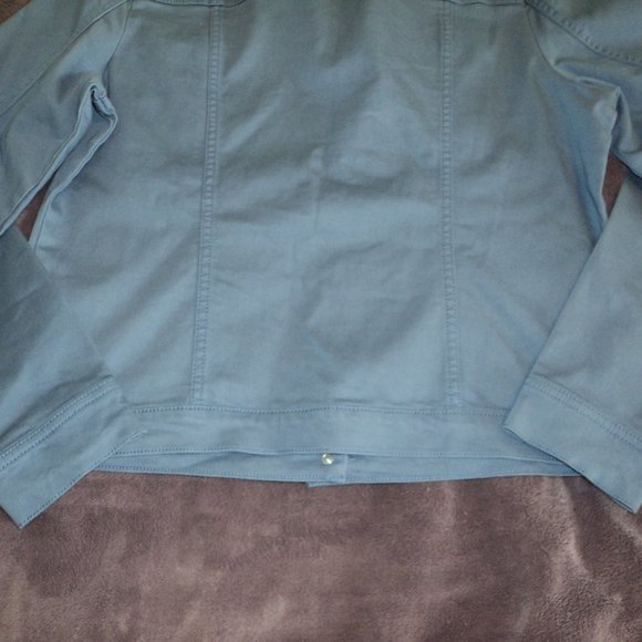 Susan Graver Women's Small Jacket Coat Cotton  Blue Unlined - Picture 8 of 8